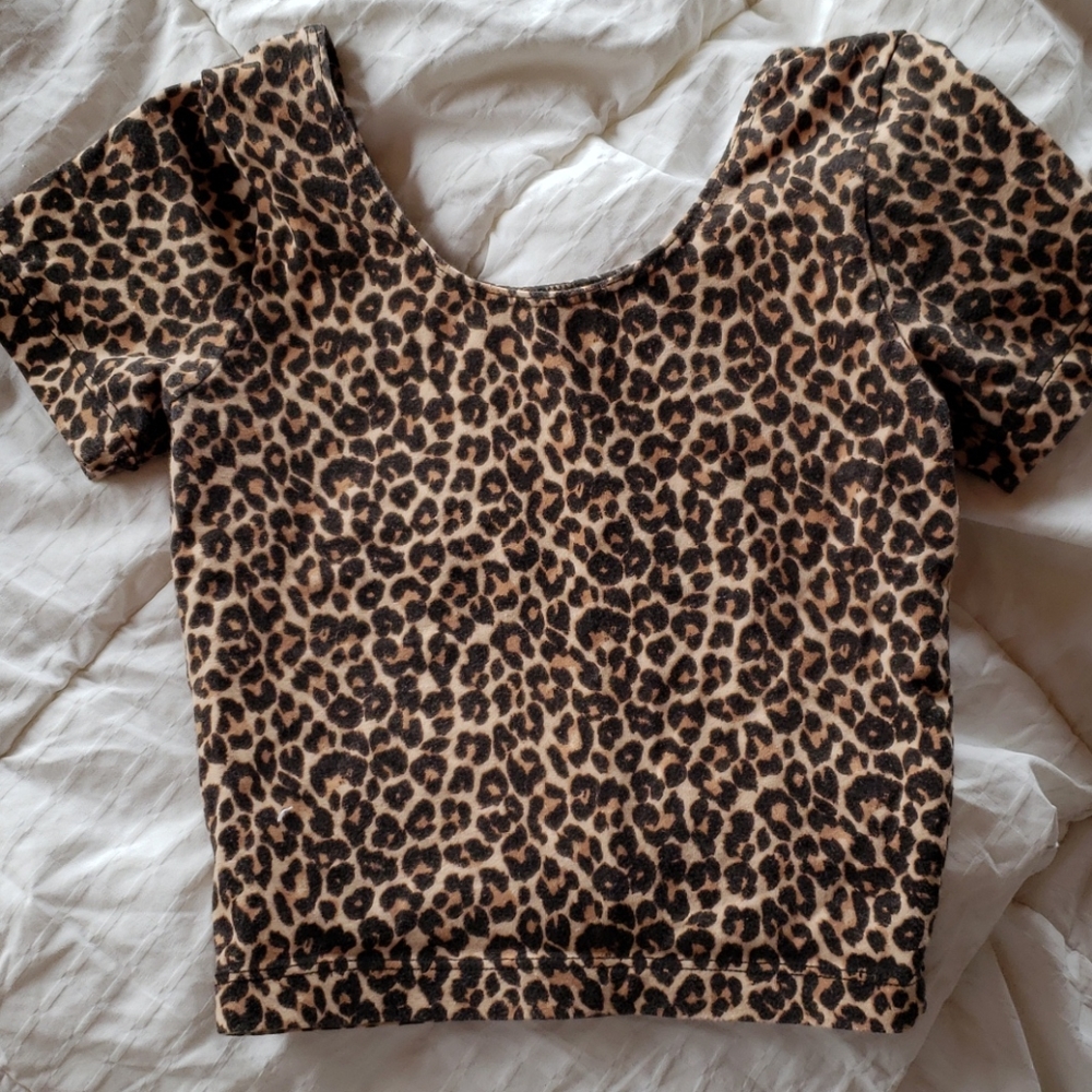 American Apparel Leopard Cheetah Top XS